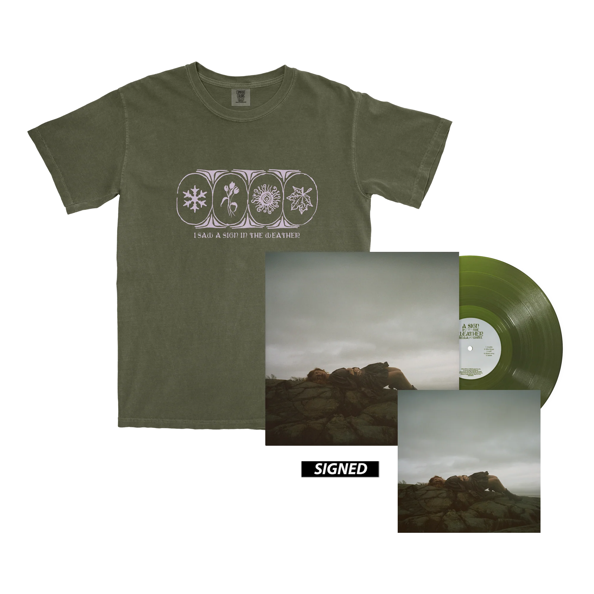 A Sign In The Weather Translucent Forest Green Vinyl + Signed Print + Tee