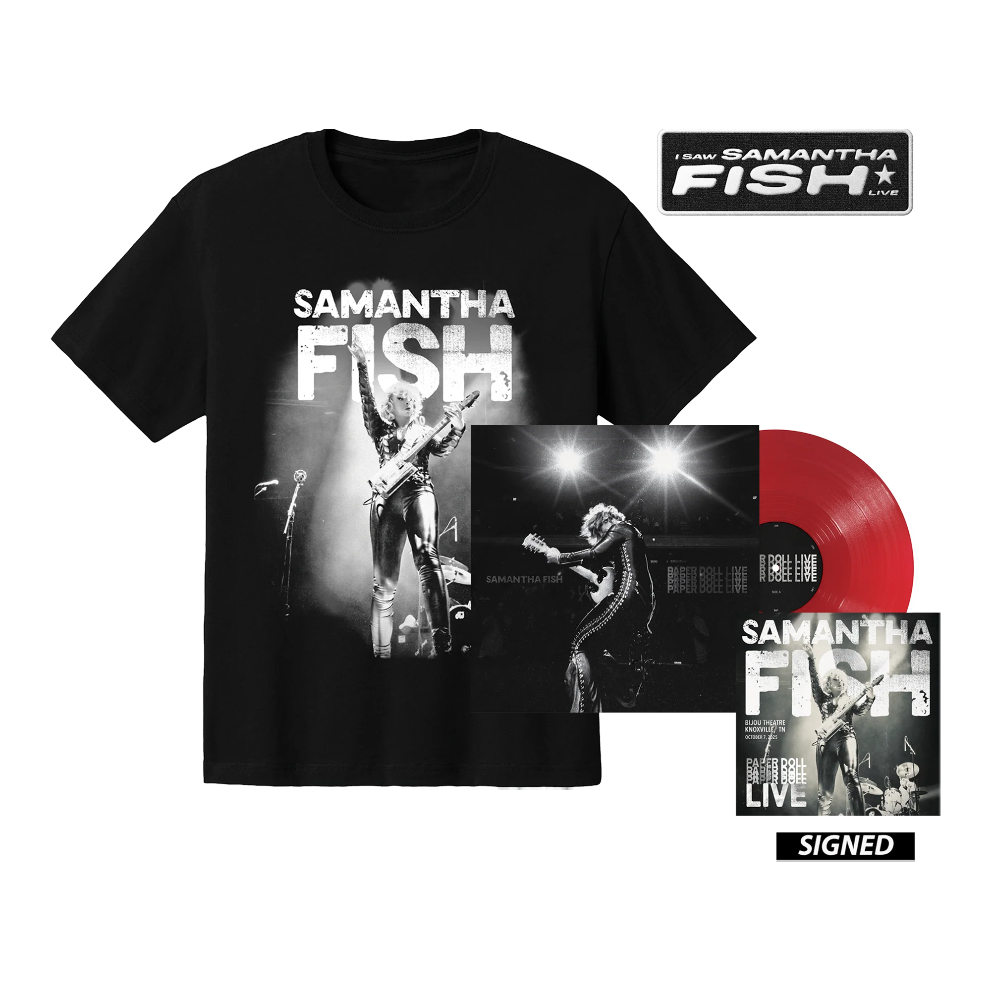 Paper Doll (Live at the Bijou) - Opaque Apple Red Vinyl + Signed 12x12 Print + Tee + Patch