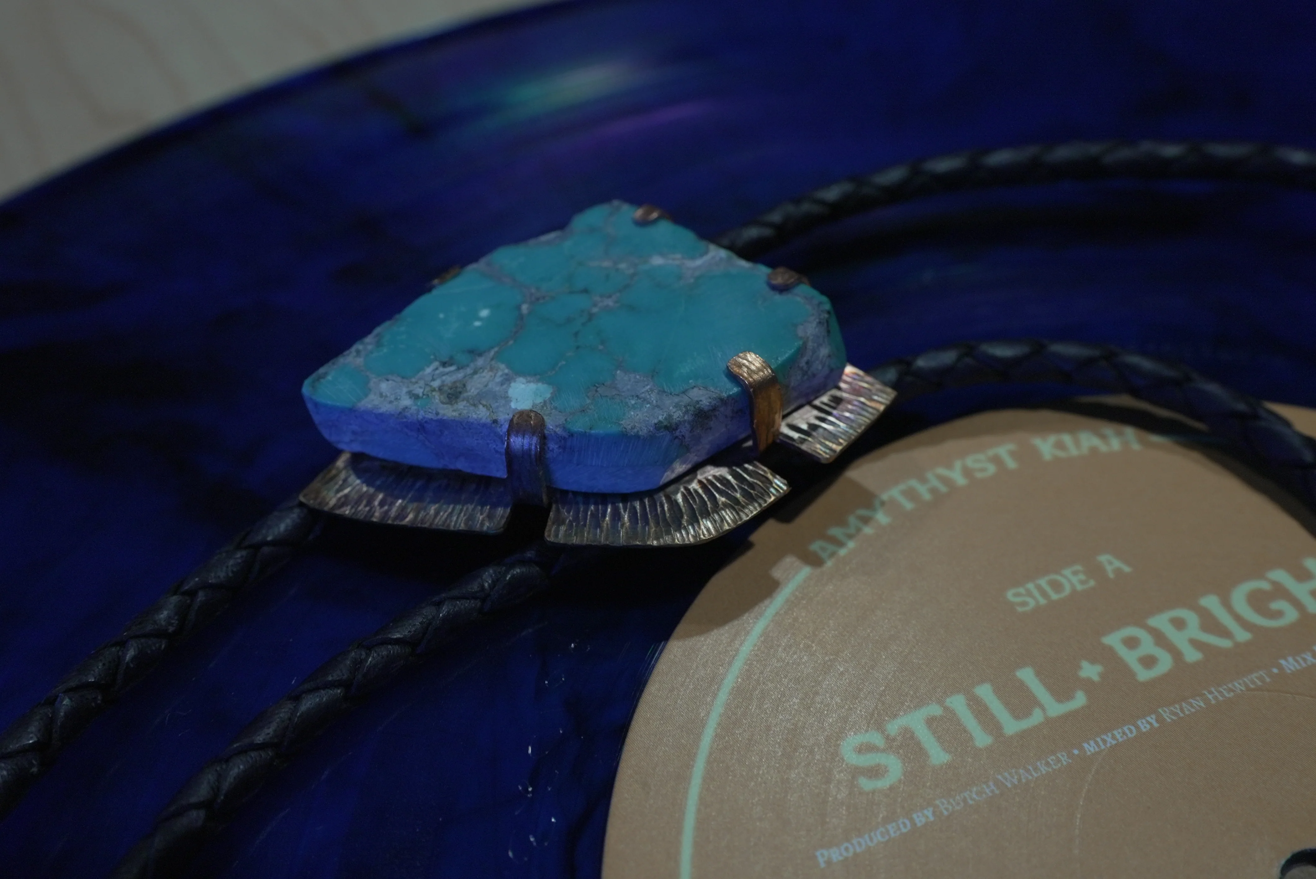 Water - Raw Turquoise Bolo Tie - Image 3